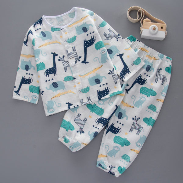 Cotton thin baby pajamas spring - Blue